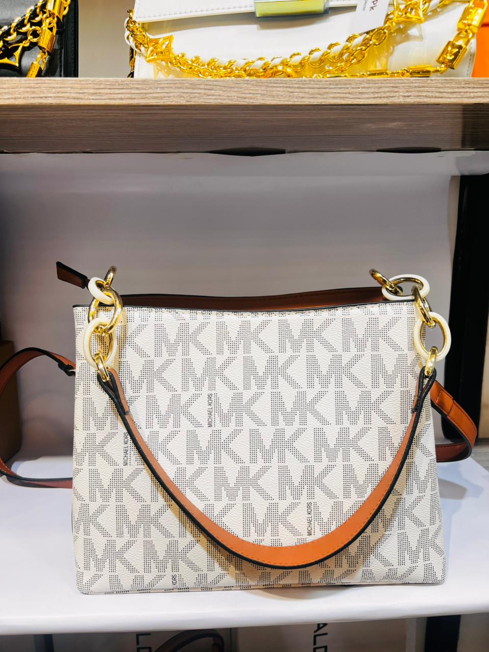 Michael Kors Jet Set Large Logo Shoulder Bag – Iconic Monogram Top-Handle Handbag